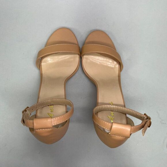 Ankis Women's Size 8 Nude Open Toe Ankle Strap Heels - Picture 7 of 11